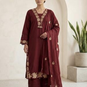 MAROON COTTON SALWAR SET