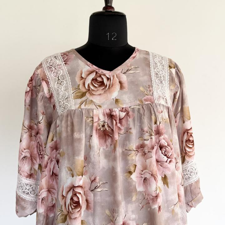 BEIGE BLOOM MAXI | BALOON SLEEVE DUBAI MAXI | 513