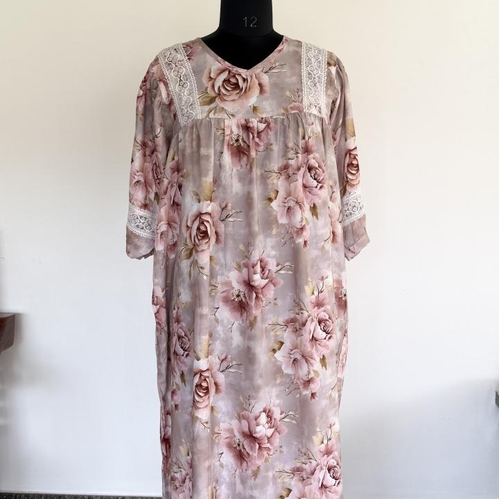 BEIGE BLOOM MAXI | BALOON SLEEVE DUBAI MAXI | 513