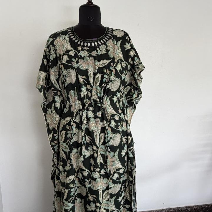 OLIVE BLOOM KAFTAN MAXI | 528