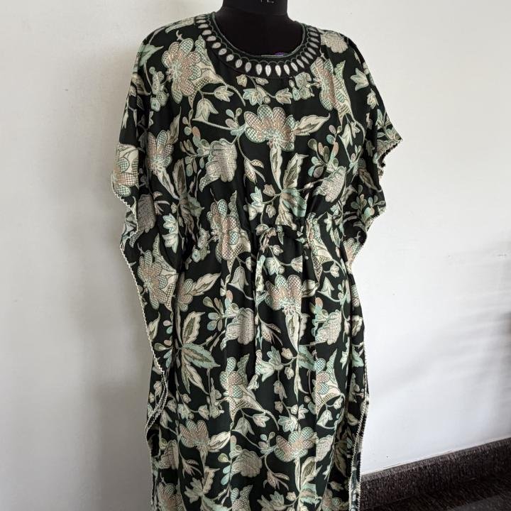 OLIVE BLOOM KAFTAN MAXI | 528